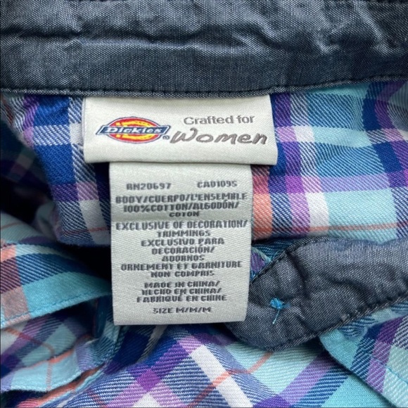 Womens Dickie’s 3/4 plaid button up - Picture 5 of 6